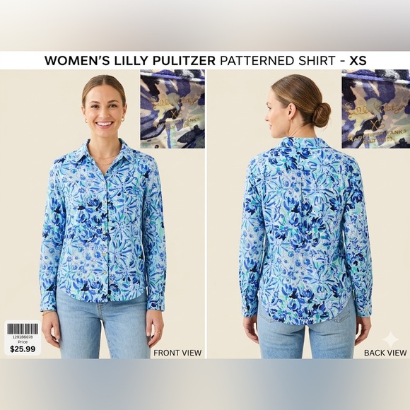 Lilly Pulitzer Tops - Lilly Pulitzer Women's Blue Patterned Shirt size xs great condition